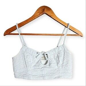 Urban Outfitters White Blue Stripe Cropped Tank Top Size Small